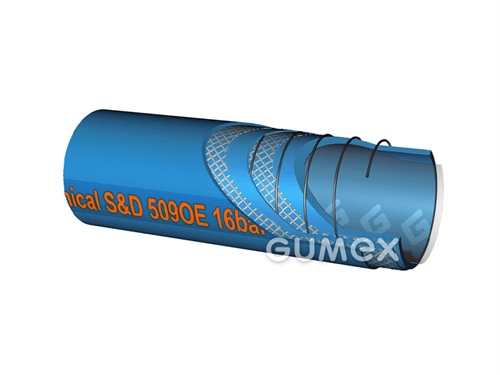 Tlakosací hadice pro chemikálie T509OE, 19/31mm, 16bar/-0,9bar, UHMWPE/EPDM, -30°C/+100°C, modrá